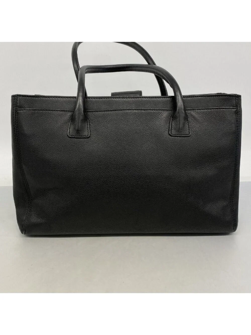 Chanel Tote Executive Leather Black Silver